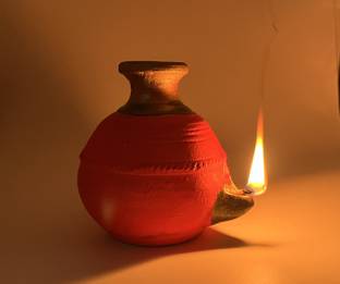 Jackcleen ™Magic Diya Handcrafted Clay lamp for Mystical Illumination Indian Traditional . Candle