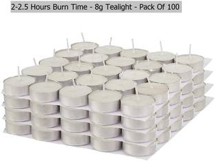True Décor True Decor 2.5-3 Hrs Burning White Unscented Tealight Candles Pack Of 100 Candle