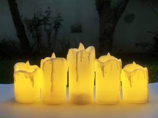 INFISPACE Pillar Candle with Moving Flame LED Light For Diwali (Small, Medium & Large) Candle