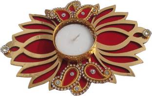 MAMTA COLLECTION Handmade Ready to Decorate Rangoli Platter Diwali House Decoration 1 tealight Candle