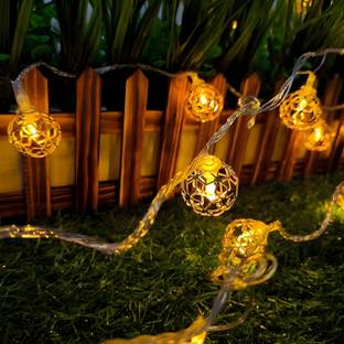 Vespa 10 LED 5M Golden FootBall Big Metal Fancy Light for Birthday, Diwali, Navratri. Candle