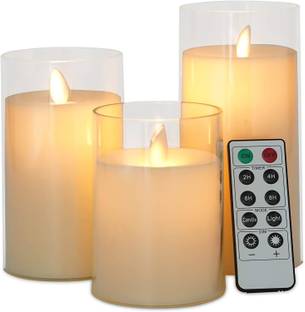 VEROX Acrylic Flameless LED Candles with Remote Control and Timer - AA Battery-Powered Candle