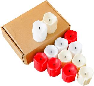 KUBER INDUSTRIES LED Candles for Home Decoration |Flameless Yellow Light|B0-051703B|Pack of 12 | Candle