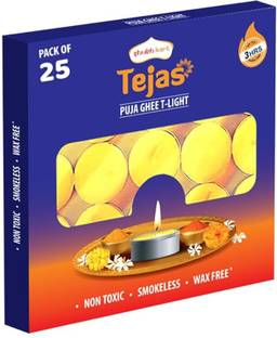 Shubhkart Tejas Ghee T-light Candle|Non Toxic & Wax Free|Long Lasting|Upto 3 Hrs Burn Time Candle