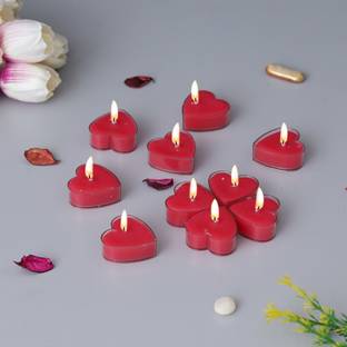 eCraftIndia Set Of 10 Romantic Heart Shaped Rose Scented Tea Light Candles Candle