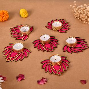 PRIDE STORE Lotus Tealight Candle Holder For Diwali Navratri Decoration Candle
