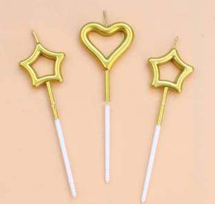 Occasion Eve 3 Pcs Gold Plated Birthday Candles for Birthday and Anniversary Decoration Candle