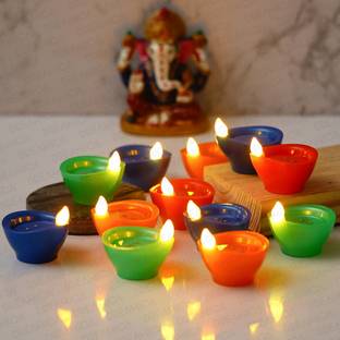 CW Dreamica Pack Of 12 Fancy LED Water Sensor Diya Candle