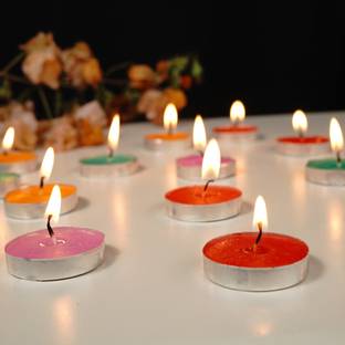 Manogyam Multicolor Tealight Candles Pack of 100 Pcs 3.5-4 Hours Long Burning Smoke less Candle