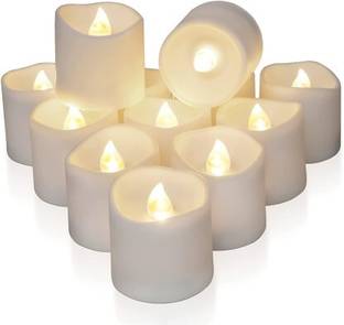 JAMBOREE Best Quality Led candle, Tealight Candle, Flameless candle,Smokeless Candle, Flickering candle (Pack Of 12) Candle