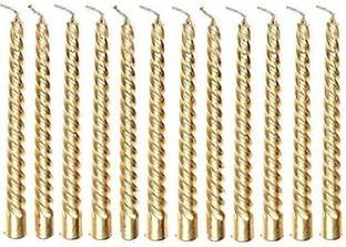CHIKLIT ENTERPRISE Pack of 12 Pcs Golden Spiral 10 Inch Long Candles, Golden Taper Candles Inch Candle Candle