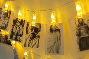DPBROTHERS Solid Yellow LED Photo Clip Lights (Two Pin Plug) (Multicolor, Pack of 16) Candle