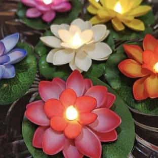 AbhiCart Water Sensor Floating Lotus Flower LED Tea Light Candle Battery Operated Candle