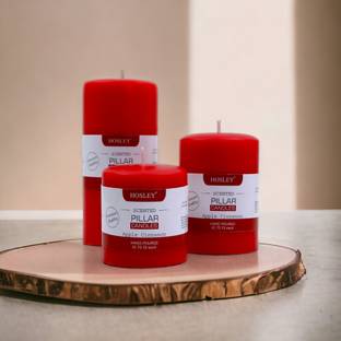 Hosley Set 3 Decorative Apple Cinnamon Highly fragranced Pillar Candle Candle