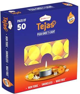 Shubhkart Tejas Ghee T-light Candle|Non Toxic & Wax Free|Long Lasting|Upto 3 Hrs Burn Time Candle