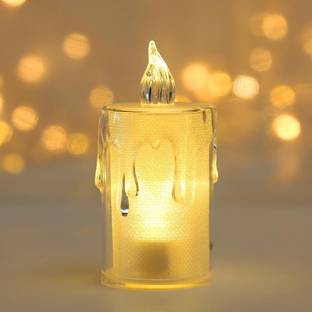 INFISPACE Acrylic Transparent Crystal Smokeless Wax Melting Candle for Diwali (Size-9.3cm) Candle