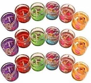 किट्टी Pack of 18 Smokeless Decorated with GEL Glass Candles/Tealight/Diya Filled with Jelly & for Party,Festivals,Diwali,Weddings मोमबत्ती