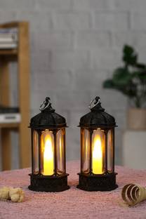 Satyam Kraft 2 Pcs Lantern Antique LED Lamp perfect for decorative Candle
