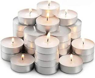 B S NATURAL Tealight Candles 100% Paraffin Wax Smokeless Unscented | Dripless White Candles Candle