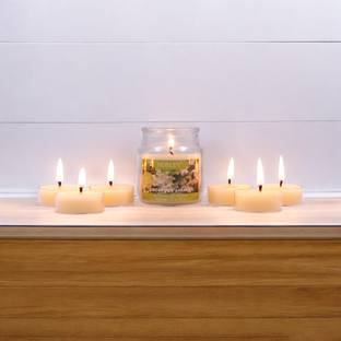 Hosley Sweet Pea Jasmine Fragrance Jar with Scented Tealights|Burn Time 15 Hours Candle