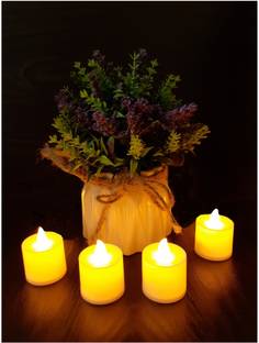 AFTERSTITCH Melting wax candle style Artificial T light led candles for dinner and home decoration ( Batteries Included) wax style Set of 4 Candle