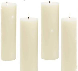 Smooth line Unscented Pillar Candles(Refined Wax )Pack of 4 Candle