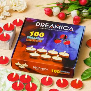 CW Dreamica Pack Of 100 , Long-Burning Red Tealight Candles Candle