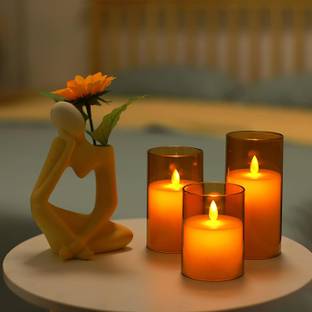 XERGY Acrylic Battery Operated Flameless Led Candles with 10-Key Remote and Timer Candle