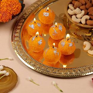 Parkash Candles Premium Laddoo Candle Hand Poured Motichur Laddoo Candles Set Of 6 Candle
