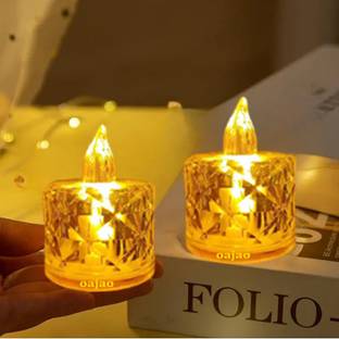 ESP 1 Pcs Flameless & Smokeless Crystal For Home, Room, Festival diwali Decor Candle