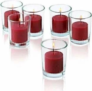 BHARTI TRADERS Strawberry Fragrance Votive Candle (Red, Pack of 6) Candle