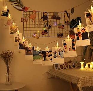HumBiG ™ 14 Star Clip Lights Photo Hanging | Lights for Bedroom Birthday, Festival, Candle