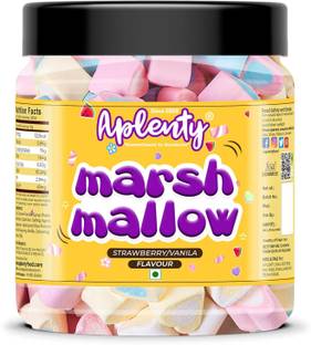 APLENTY Rainbow Pure Veg Heart Marshmallows Candy | Assorted Fruit Flavour | Rainbow Heart Shape Marshmallow, Vanilla & Strawberry Marshmallow