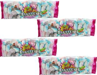 AS enterprises Pack of 4 (100 Pcs Per Pack) Fluffey Marshmallow Fruit Flavours Fruit Marshmallow