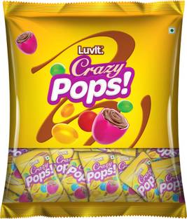 LuvIt CrazyPops | Button Shaped Treats | 45 x 9.1g Chocolate Skittles