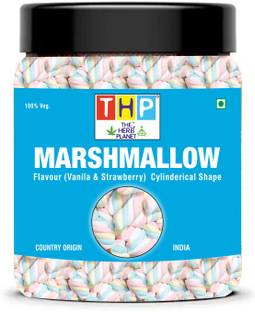 THE HERBS PLANET Sprial Shape Marshmallow Candy Pure Veg Marshmallow Vegan Flavour Strawberry, Vanilla Marshmallow
