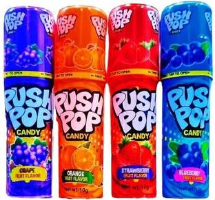 Push Pop Candy Variety Pack ( Grape, Blue Raspberry, Strawberry & Orange ) Mix Candy