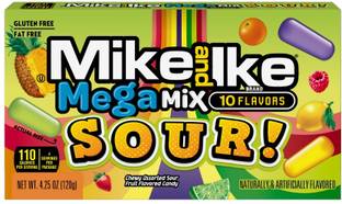 mike and ike Sour Mega Mix | Chewy Assorted Fruit Flavors Candy Candy