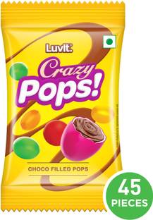 LuvIt CrazyPops | Button Shaped Treats | 45 x 9.1g Chocolate Skittles