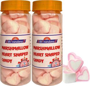 SHIVANDANA Pure Pink Soft Heart Marshmallow Candy Strawberry, Vanilla Candy Vanila Marshmallow