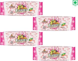 AS enterprises Pack of 4 (100 Pcs Per Pack) Fluffey Heart Marshmallow Fruit Flavours Fruit Fruit Marshmallow