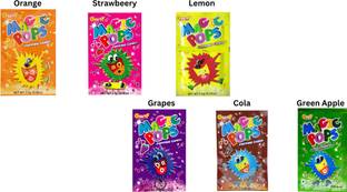 Magic Pop Mix Of 6 Flavour (40 Pouch) (IMPORTED FROM CHINA) Orange , Strawberry , Lemon , Grapes , Cola , Green Apple Candy