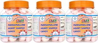 VTC Natural Tasty Marshmallows Pure Veg, Heart Shape Strawberry/Vanilla Flavour Strawberry Marshmallow