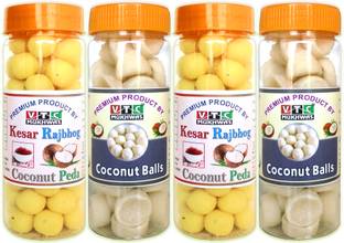 VTC Tasty Pure Kesar Milk Coconut Peda or Real Milk Coconut Laddu Peda Bars