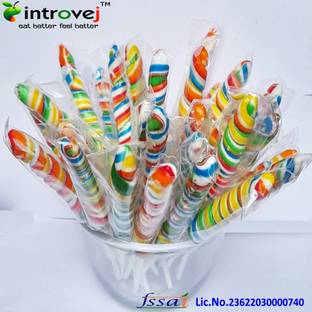 INTROVEJ Stick Rainbow Lolipop 200gm Mix Fruit Lollipop