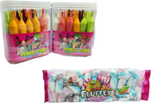 AS enterprises Combo Magic Tube X Marshmallow Liquid Candy Tasty Fullfy marshmallow Soft Fullfy Blueberry, Strawberry, vanilla, Choco, Mango Candy Marshmallow