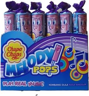 Chupa Chups Melody Pops Grape Flavour Whistle Shaped Lolly With a Plunger in the Stick Grape Lollipop