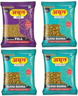 Amrut Till & 3Rajwadi Mukhwas (Pack of 4) Digestive Crunchy and Tasty Mouth Freshener