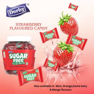 Derby Strawberry Flavoured Sugar-Free Hard Candies | 100 candies / 280gm Strawberry Candy