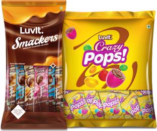 LuvIt Smackers Chocolate & Crazypops | Combo Pack | Chocolate Flavored Lollipops & Chocolate Pops